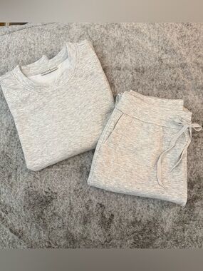 Zenana Heather Gray Lounge Set | Sweatshirt & Joggers Matching Set - Size XL